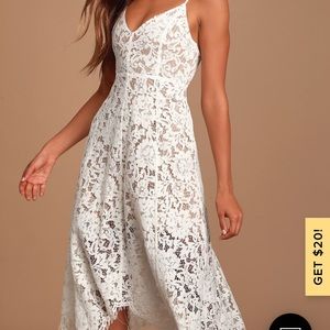 Lulus White lace midi dress size size M